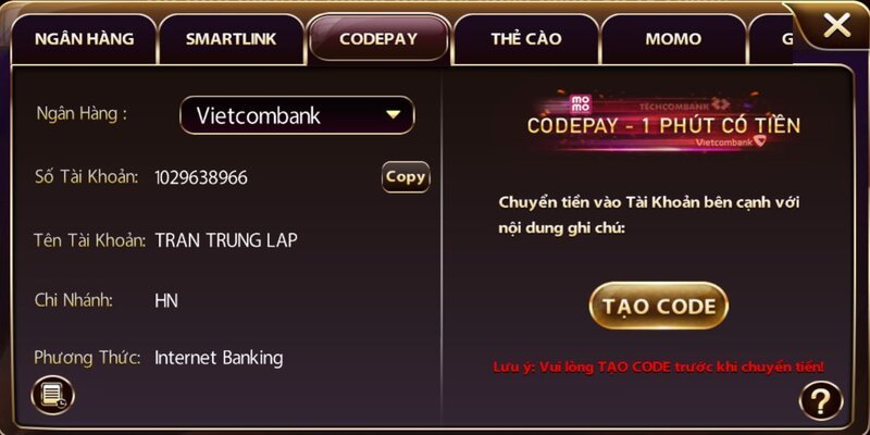 Nhập mã code được cung cấp bởi Sunwin